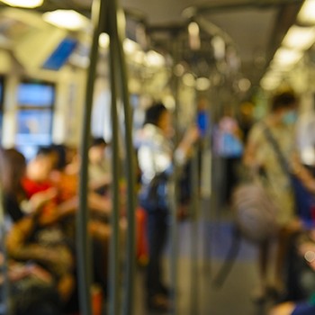 Out of focus inside subway train